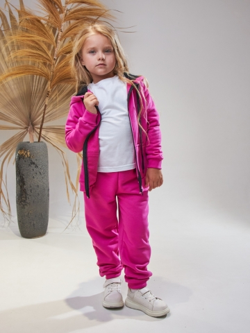 Купить оптом 328-Ф. Костюм детский на молнии, фуксия, хлопок 65%, 35% ПЭ, 3-х нитка без начеса 98,104,110,116 в Рязани