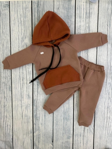 Купить оптом 296-РАЗ. Худи +Брюки детские, хлопок 65%, 35%  ПЭ, 3-х нитка (начес) разноцветный 80,86,92 в Рязани